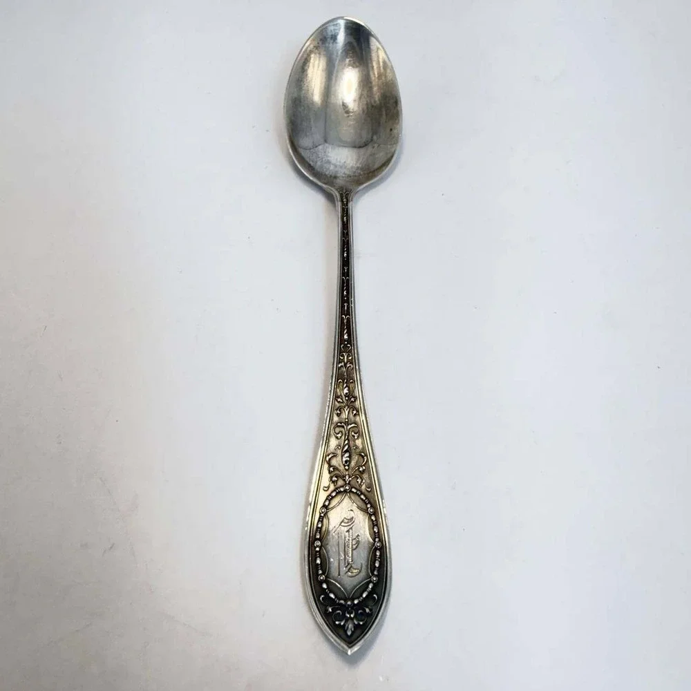 Gorham Imperial Chrysanthemum Sterling Silver Spoon 1901 Monogrammed 1909 5.75in